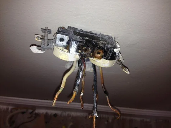 Fire and burn damage from an electrical fault, the kind of hazard detection guards against