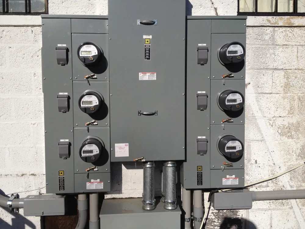 Six-position commercial meter bank wired by Elite Electric